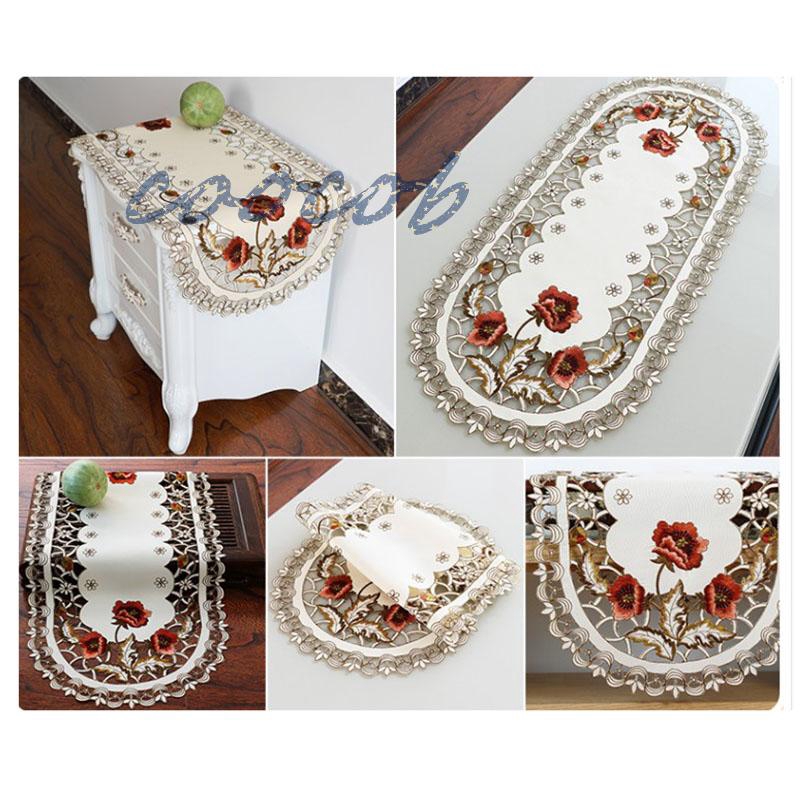 Thảm trải bàn thêu hoa trang trí phong cách vintage