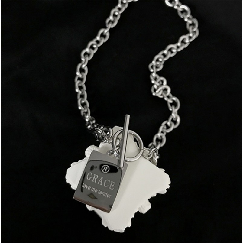 [Giao Hàng Miễn Phí] Dây Chuyền Mặt Vuông/Tròn Thời Trang Phong Cách Hip Hop Cá Tính 2214