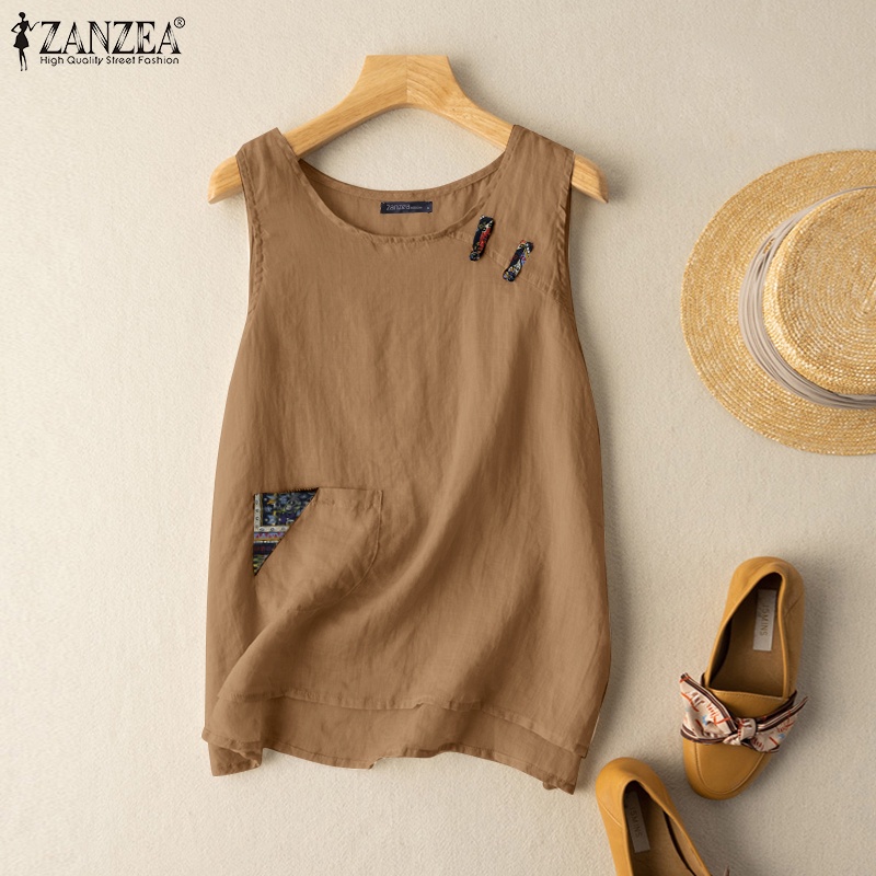 Zanzea Áo Hai Dây Mỏng Dáng Rộng Thời Trang Mùa Hè Cho Nữ