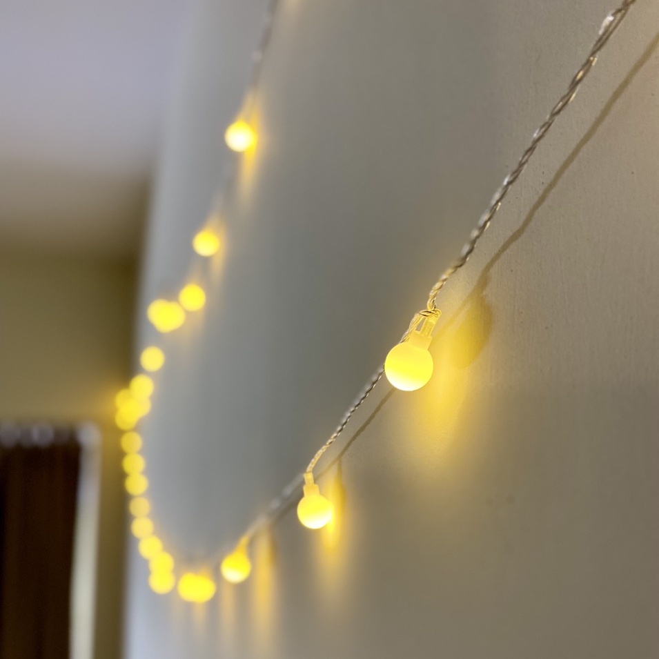 Dây Đèn Led Bóng Tròn 9 Mét/ 6 Mét Bóng Cherry Ball, Ánh Sáng Vàng Nắng