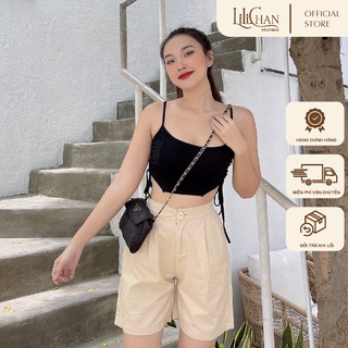 Quần ngố kaki ống rộng lưng thun