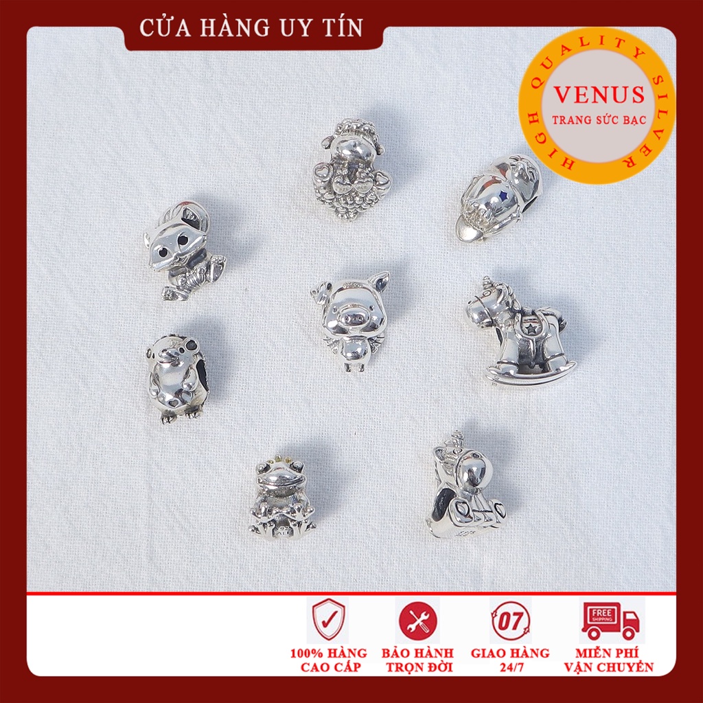 Charm Ngựa Gỗ- S925 cao cấp- Trang Sức Bạc Venus