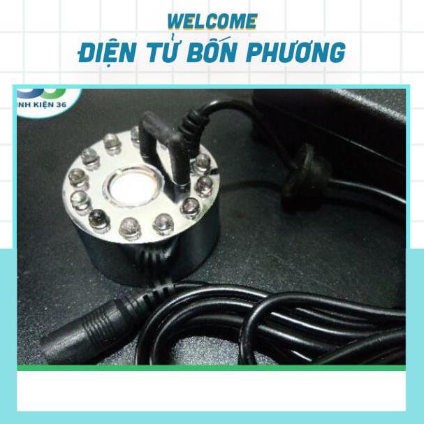 Bộ Tạo Hơi Sương Tạo Ẩm Tiểu Cảnh 12 Led Cả Nguồn, Hơi Nước, Tạo Sương Siêu Âm, Phun Sương