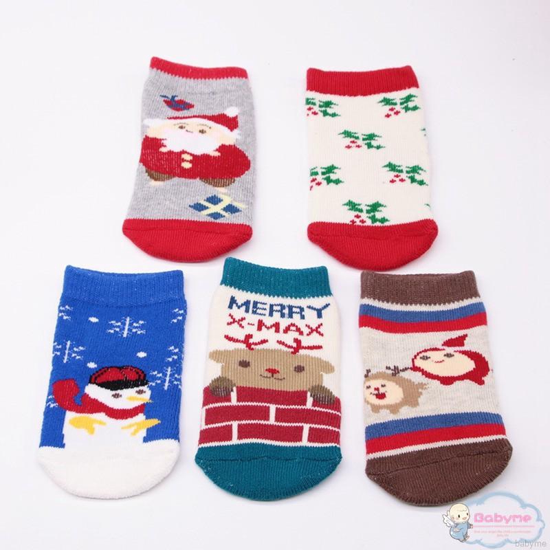 Vớ cotton chống trượt họa tiết Giáng sinh cho bé trai và gái