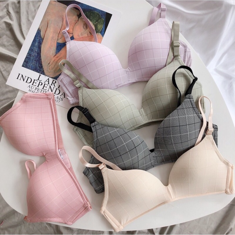 Áo ngực nữ không gọng đệm mỏng hoạ tiết kẻ caro nhẹ nhàng thoải mái Q203
