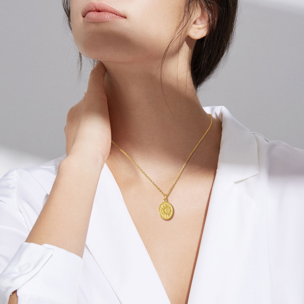 Vnox Vòng cổ Mặt Chạm Khắc Hình Học Màu Vàng Dùng Làm Quà Tặng Trang Sức