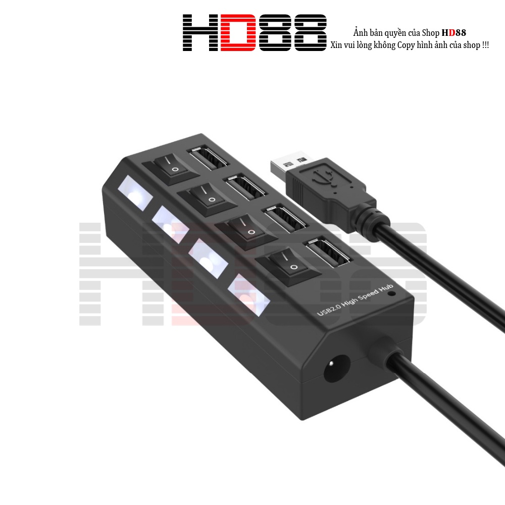 Bộ Hub Chia Cổng USB 2.0 Gồm 4 Port Model HB4 Có Công Tắc - A16