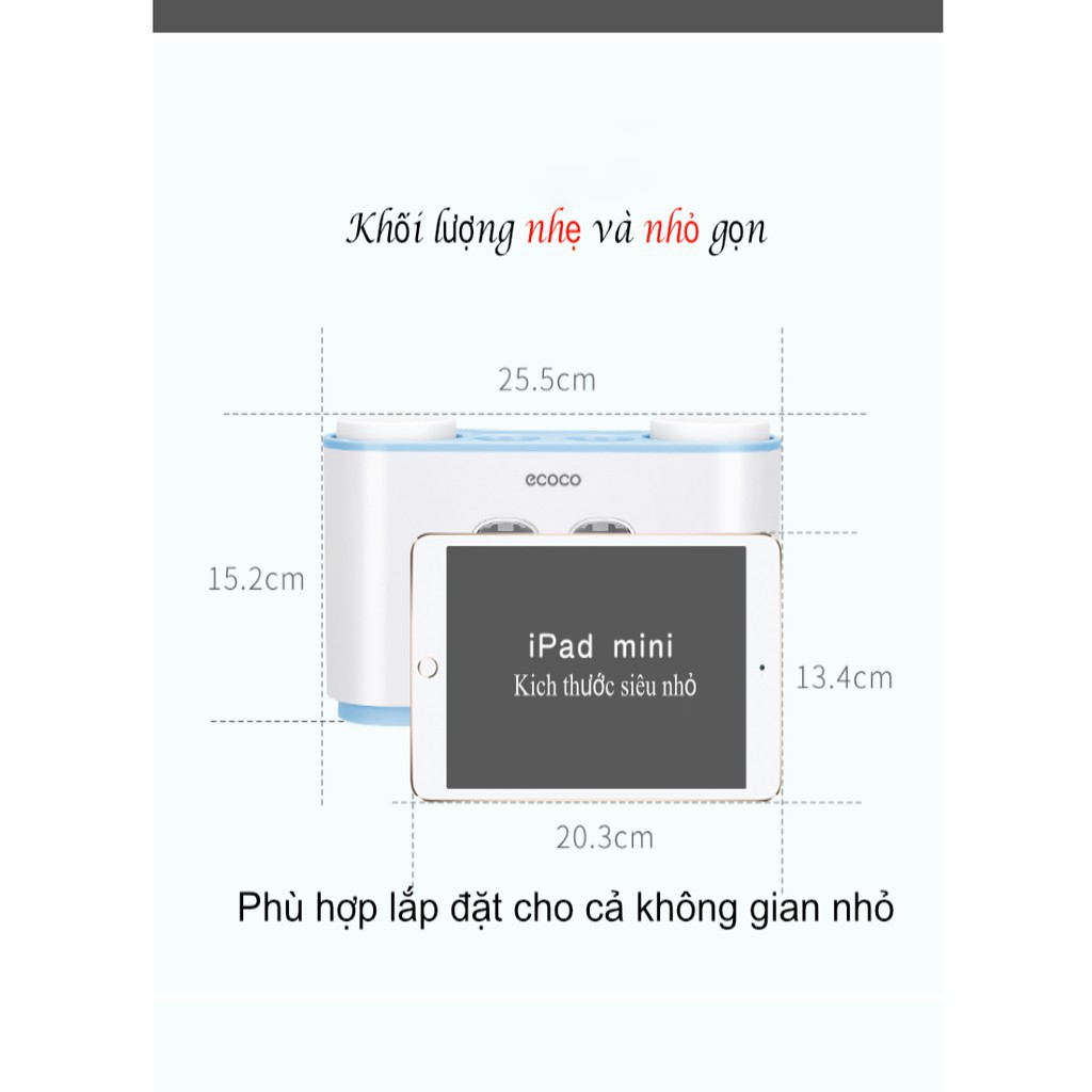 BỘ NHẢ KEM ĐÁNH RĂNG CAO CẤP ECOCO 2 CỐC