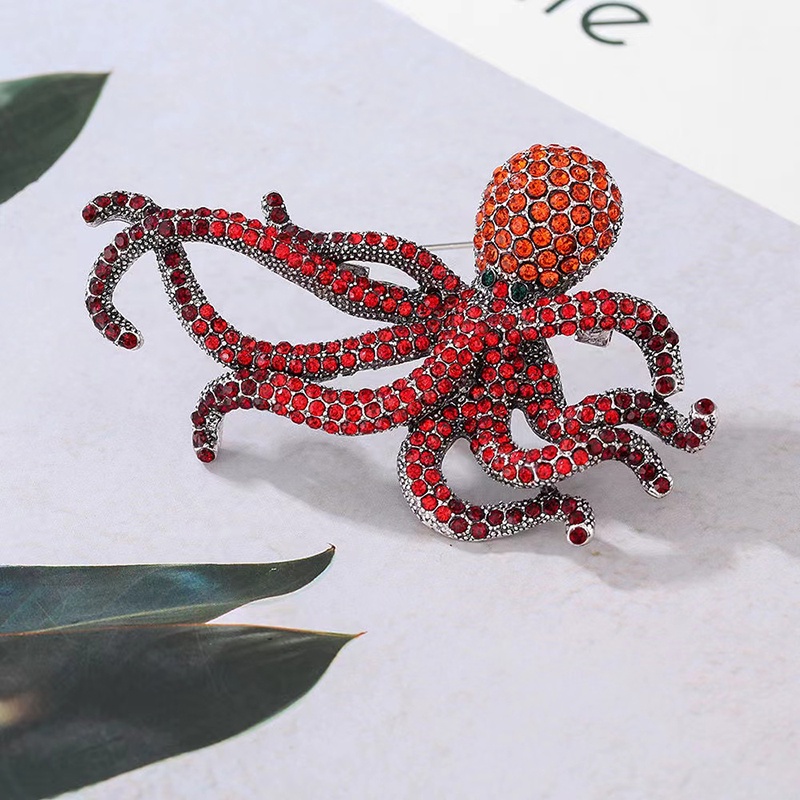 Ghim Cài Áo Hình Bạch Tuộc Đính Đá Toàn Diện Thời Trang Cho Nữ
