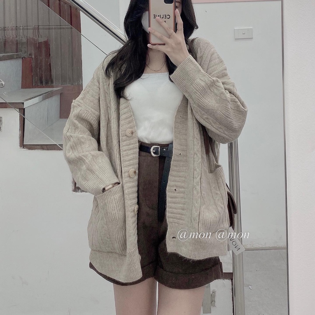 2012099 Áo cardigan len thừng - áo len thừng - cardigan len thời trang ulzzang freesize nhiều màu