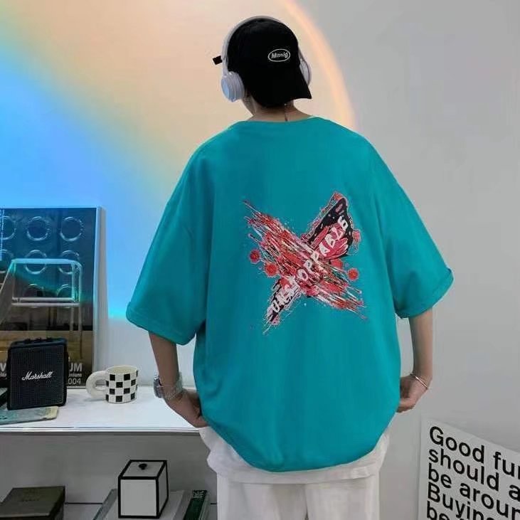 Áo Thun Nam Tay Ngắn Dáng Rộng In Hình Thời Trang Mỹ 2022