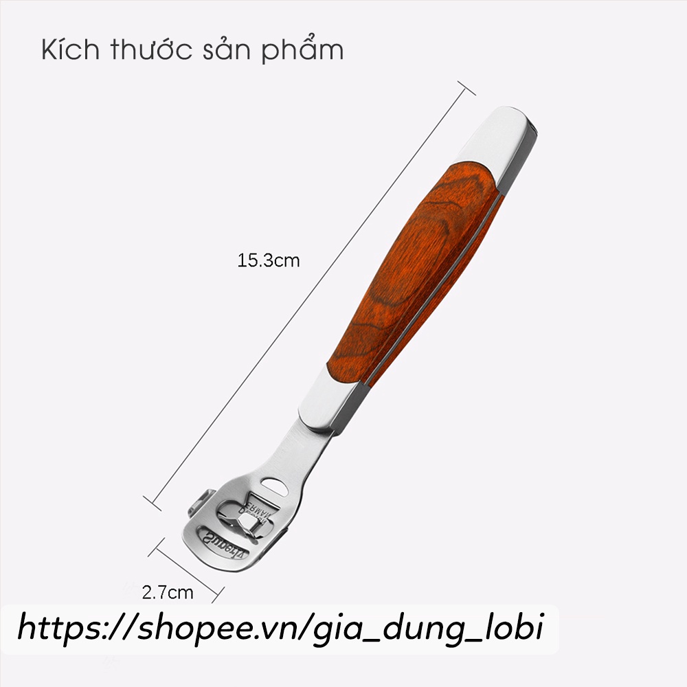 Dụng cụ chà gót chân inox Cây bào nạo mài gót chân vết chai sần 2in1 ( kèm 20 lưỡi &amp; hộp đựng )