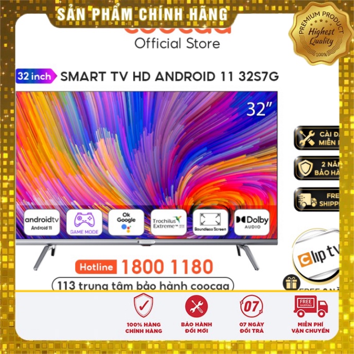 Điện Tử_online Smart TV HD Coocaa 32 Inch Wifi - 32S7G - Android 11 - Viền mỏng - Miễn phí lắp đặt Mới 100%. thumbnail