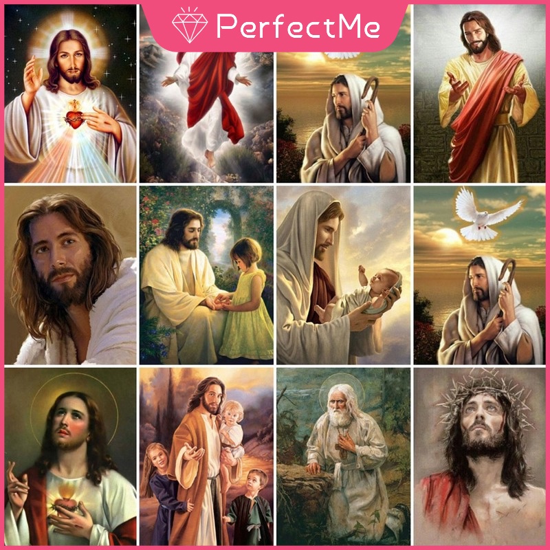 Bộ tranh đính đá DIY kích thước 30x40cm hình chúa Jesus dùng để trang trí nhà