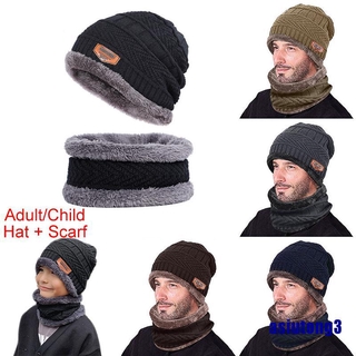 Set 3 Mũ Len Beanie + Khăn Choàng Cổ Mềm Mại Giữ Ấm Cho Nam Và Nữ