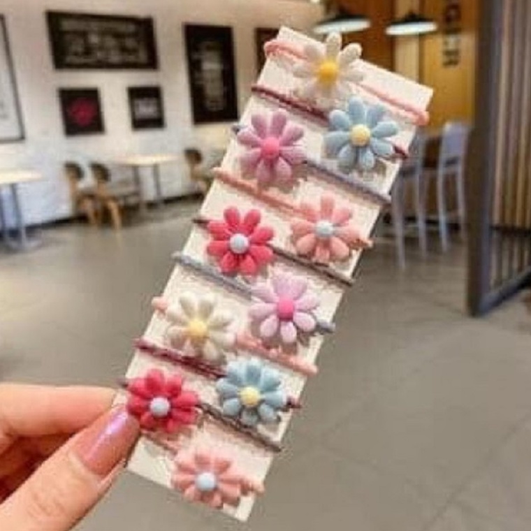 Dây Buộc Tóc Cho Bé Gái Set 10 Chi Tiết Hoạt Hình Dễ Thương