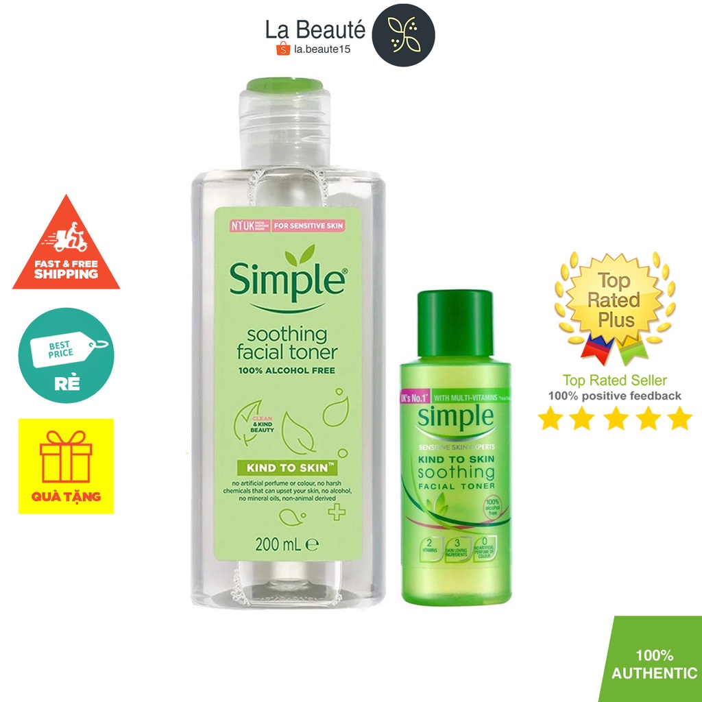 Simple Kind To Skin Soothing Facial Toner - Toner Dành Cho Nhạy Cảm [02 Loại Dung Tích: 50ml/200ml]