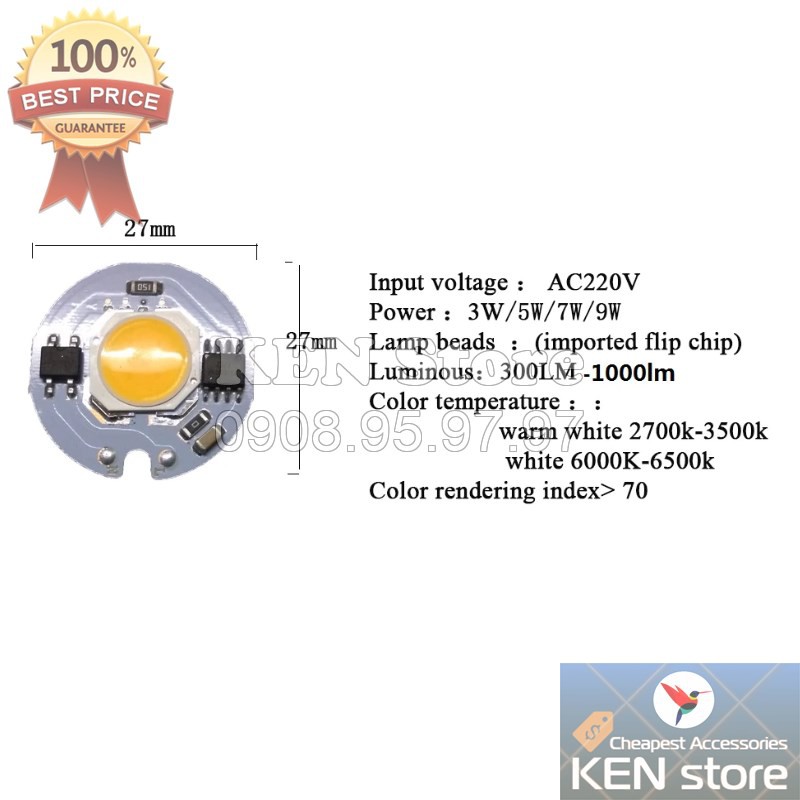 Bóng led, nhân led, chip led 3W 5W 7W 9W 220V AC | BigBuy360 - bigbuy360.vn