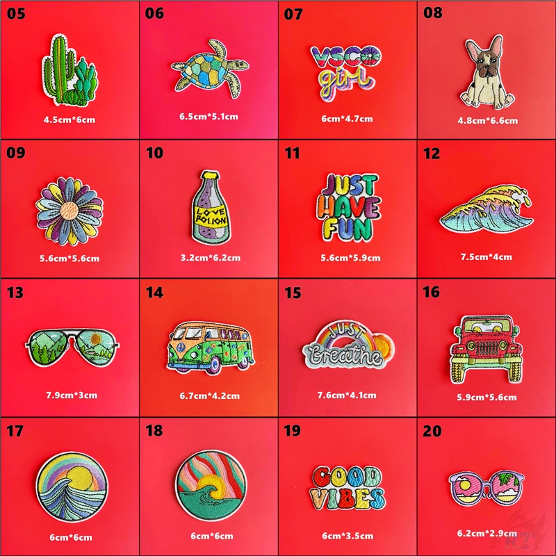 ♥ Good Vibes - Miếng Vá Ủi Quần Áo VSCO Girl ♥ 1 Huy Hiệu Ủi Thêu Hình Cầu Vồng Hoàng Hôn