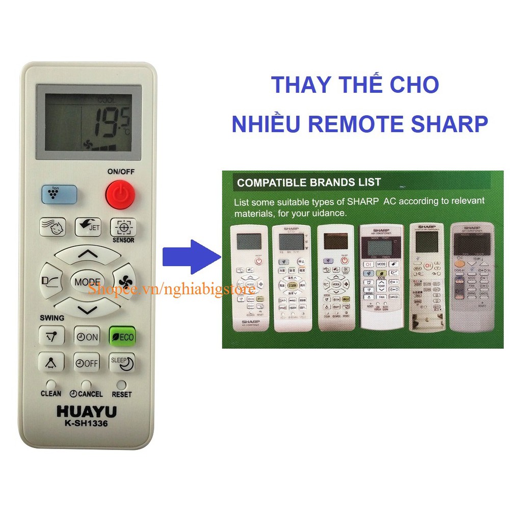 Remote Đa Năng Điều Khiển Nhiều Máy Lạnh SHARP, Điều Hòa Không Khí