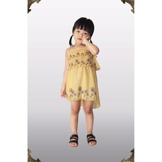 combo 2 đầm dây + 3 đầm màu cho bé