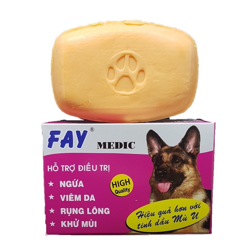 Xà Bông Cục Tắm Chó Mèo Trị Ngứa, Ghẻ, Viêm Da, Rụng Lông Fay Medic 100g