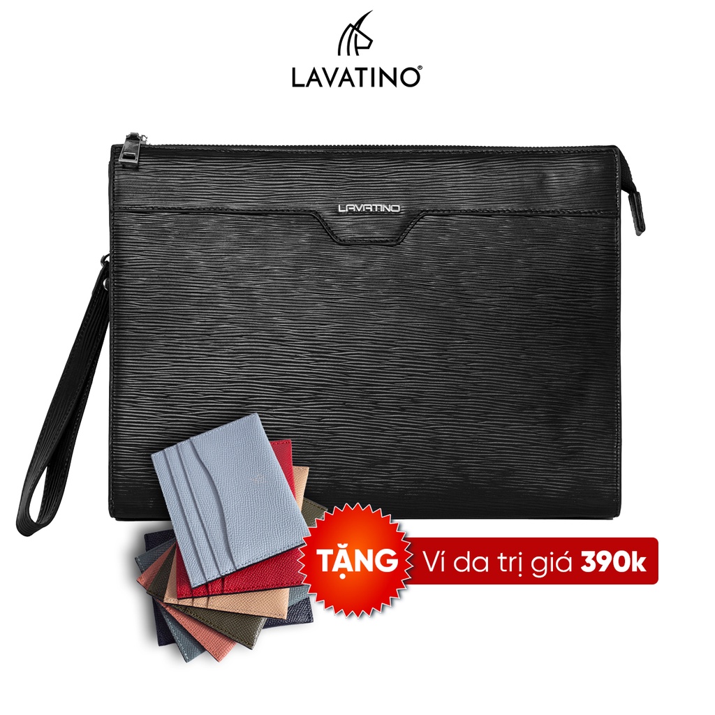 [Tặng Ví Card LUFY 04] Ví Nam Cầm Tay ELIAS Clutch Da Bò Thật Cao Cấp Thiết Kế Sang Trọng Chính Hãng LAVATINO - CLB22