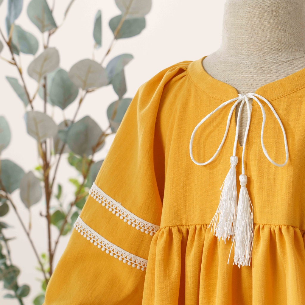 Váy Bé Gái Emily Màu Vàng Phong Cách Boho BEBAE KIDSWEAR