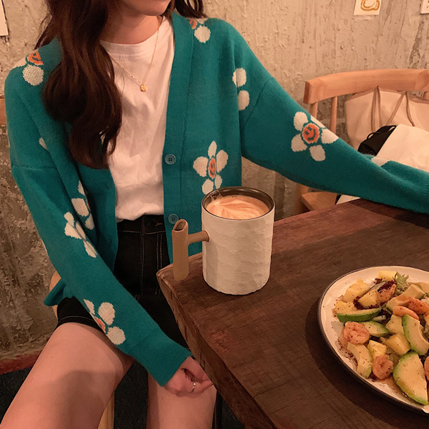 Áo Khoác Cardigan Cổ Chữ V In Hoa Xinh Xắn Cho Nữ | WebRaoVat - webraovat.net.vn