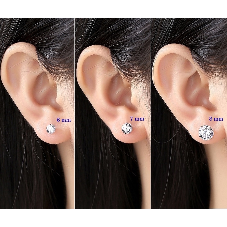 Bông tai đính đá trắng không đen gỉ dùng cho Nam Nữ (giá 1 chiếc)
