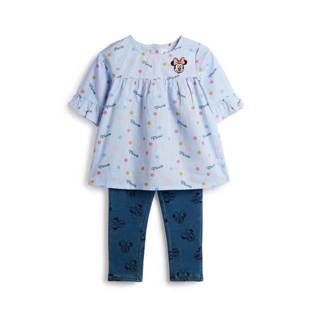 Bộ Sơ Mi Bé Gái Minnie Chấm Bi PR