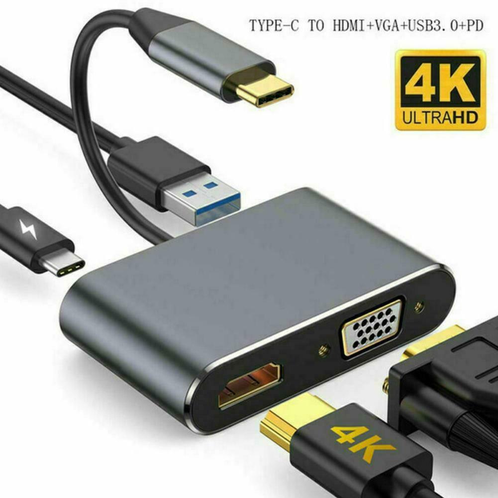 Bộ Chuyển Đổi 4 Trong 1 Usb-C Hdmi 4k Vga Usb 3.0 Pd Audio Video