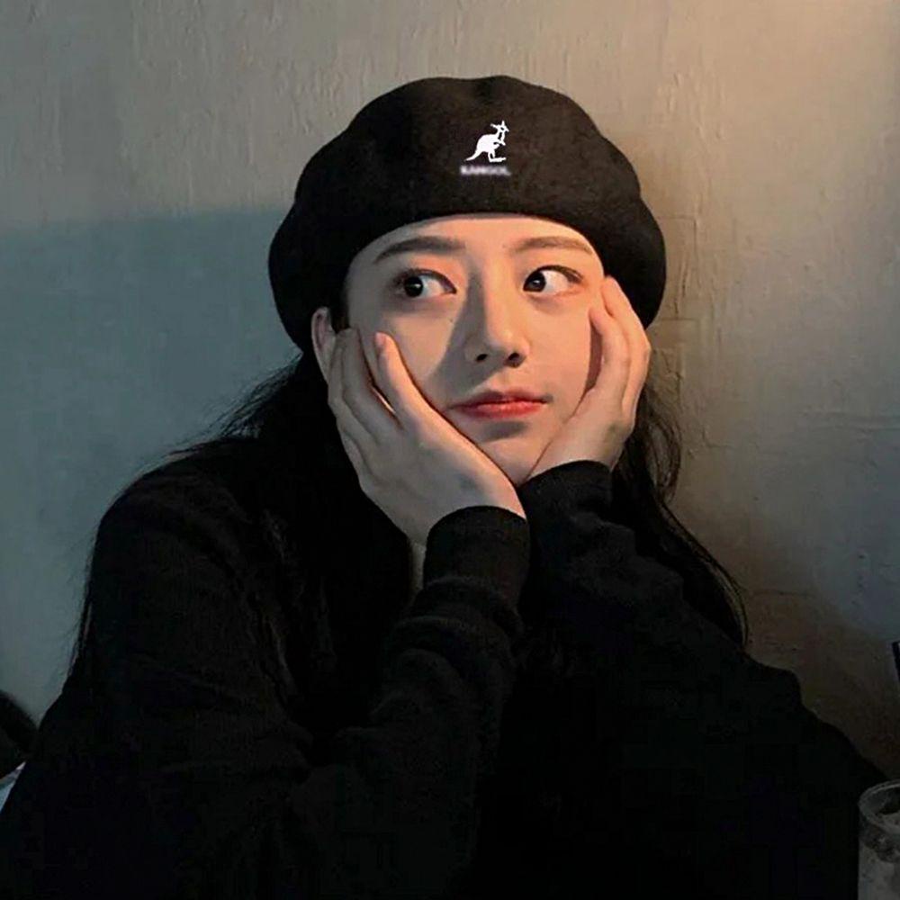 MXGOODS Mũ Beret Thêu Hình Kangaroo Phong Cách Anh Quốc Ngọt Ngào Cho Nữ