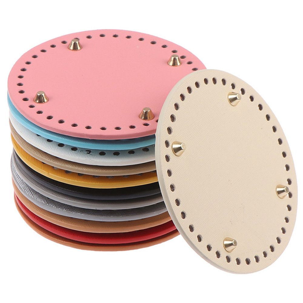 Túi Xách Da PU Đáy Dài Hình Oval 52 Lỗ Đan Móc Thủ Công DIY