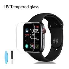 Kính cường lực UV cho máy Apple Watch size 38mm, 40mm, 41mm, 42mm, 44mm, 45mm Full màn hình trong suốt