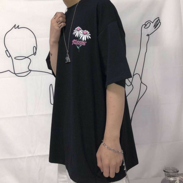 Áo thun tay lỡ Unisex dạng cặp bong cúc THSISINE