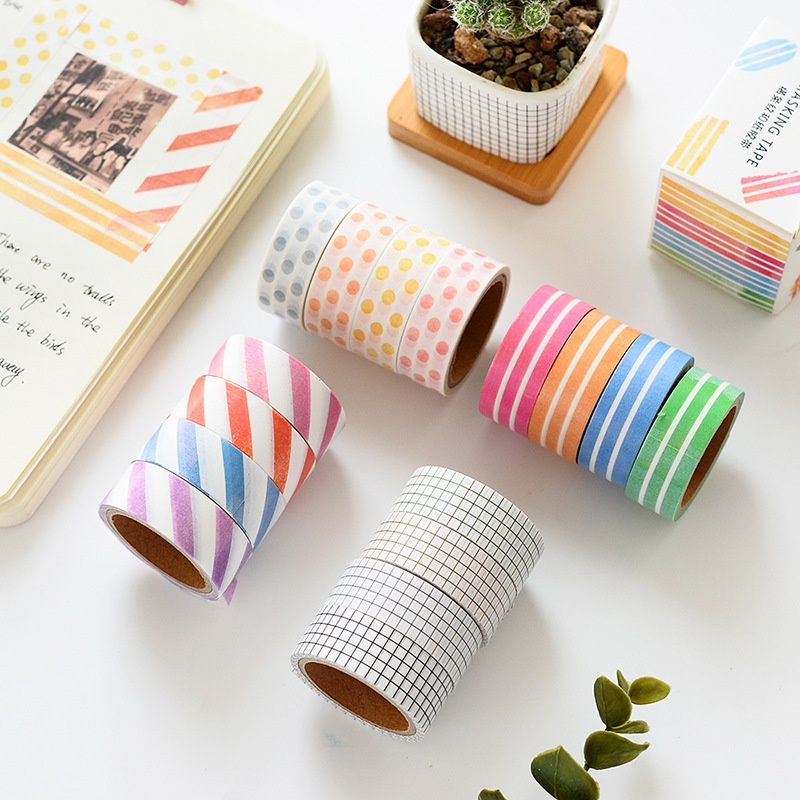 Washi tape vintage set 4 cuộn băng keo trang trí sổ DIY Crafts, Scrapbook, Journal, Diary, Planner, Wal Seal Ect