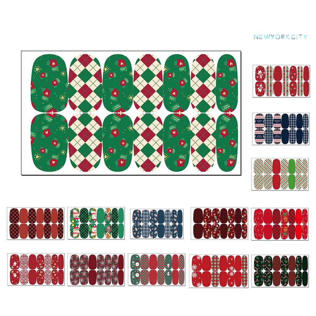 Ny-đồ Trang Trí Móng Tay Chuyển Họa Tiết Giáng Sinh Không Phai Siêu Mỏng Kẻ Sọc Mùa Đông Cho Nữ