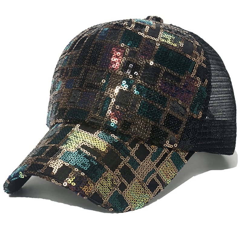 Mũ Lưỡi Trai Chất Liệu Polyester Đính Sequin Thoáng Khí Thời Trang Xuân Hè Cho Nữ