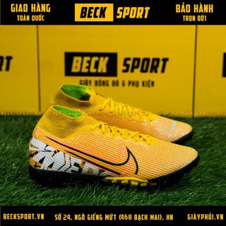 Giày Bóng Đá Mercurial 13 Superfly Elite Cam Vàng Cao Cổ V2 TF
