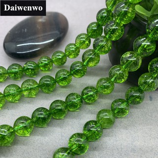 Chuỗi hạt pha lê màu xanh ô liu đá tròn 6-12mm DIY