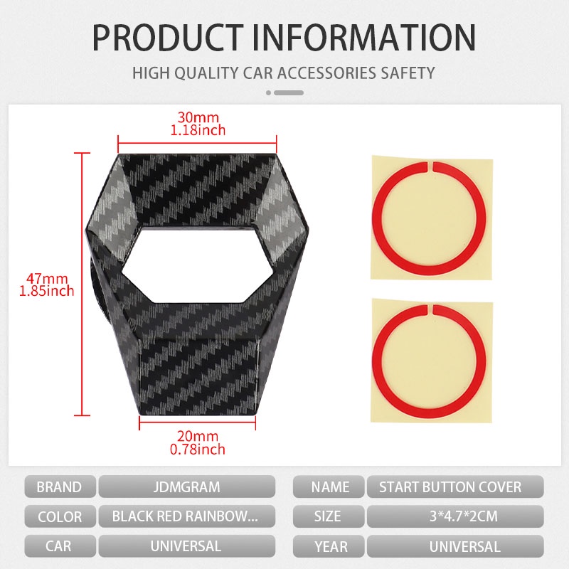 Miếng Dán Nút Khởi Động Xe Hơi Bằng Sợi Carbon Vỏ bọc công tắc khởi động xe hơi Thông Dụng Nút bấm khởi động ô tô Nắp đậy 1pc Công tắc đánh lửa động cơ tự động đa năng Nắp đậy Bảo vệ Nắp đậy Trang trí Phụ kiện nội thất ô tô