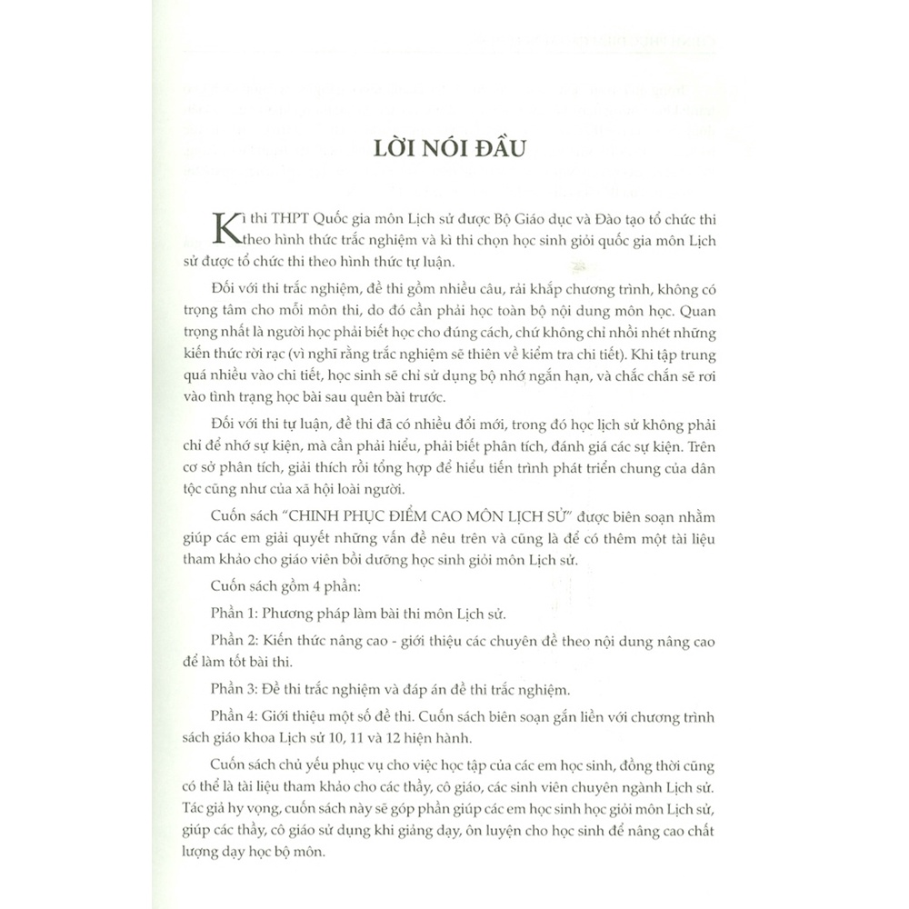 Sách - Chinh Phục Điểm Cao Luyện Thi Môn Lịch Sử Thi THPT QG Và Thi Học Sinh Giỏi THPT