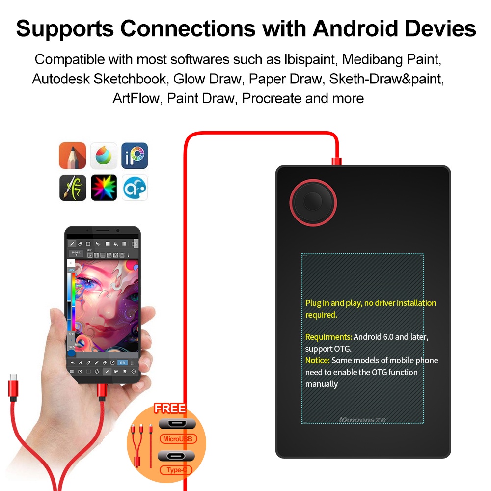 Bảng vẽ điện tử G50 10moons Hỗ Trợ Điện Thoại Android Và Máy Tính Bảng