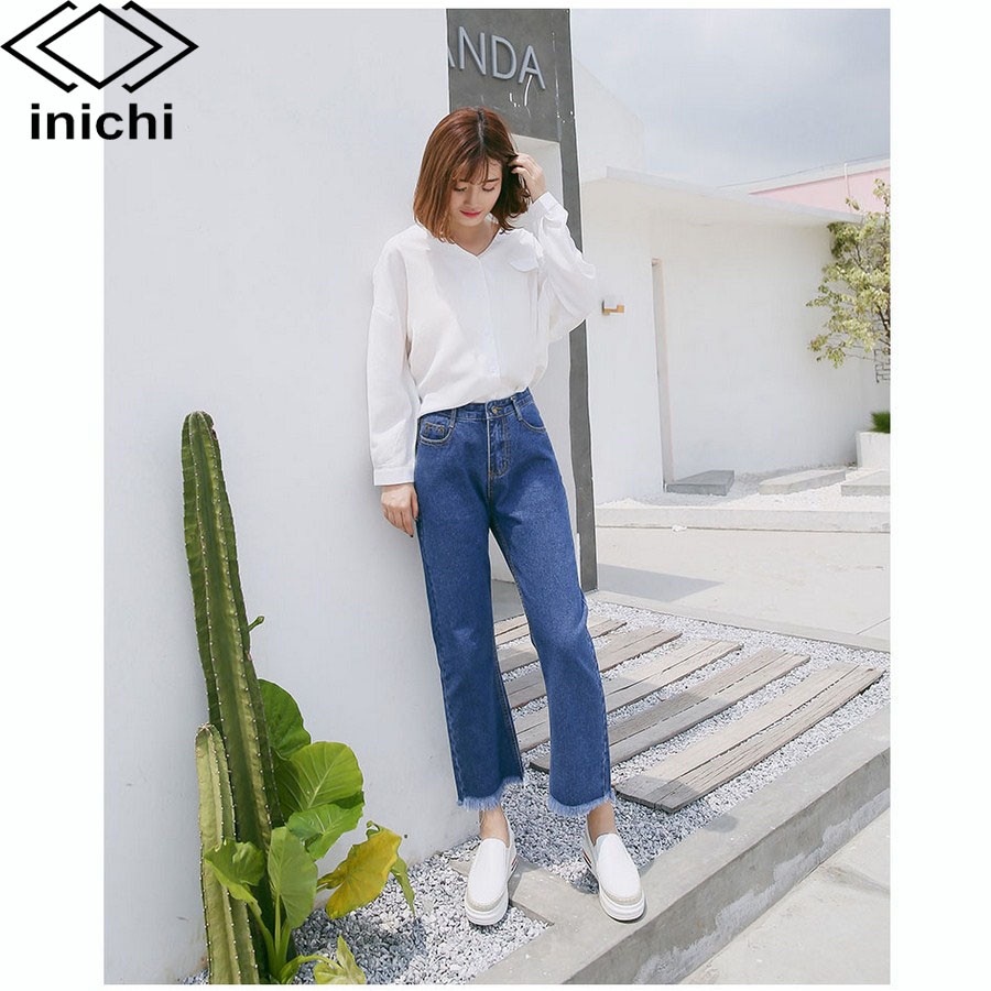 Quần jean nữ INICHI Q714 xanh trơn chất đẹp | BigBuy360 - bigbuy360.vn
