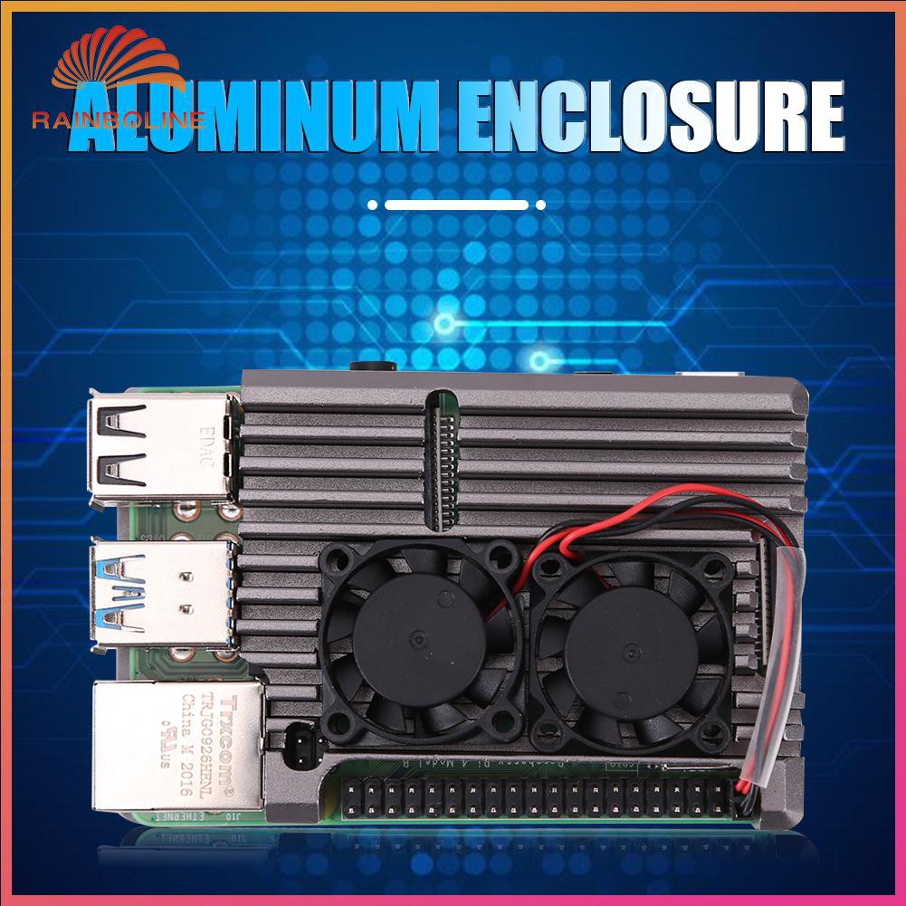 Bộ Vỏ Nhôm + Quạt Tản Nhiệt + Dụng Cụ Làm Mát Cho Raspberry Pi 4 Model B