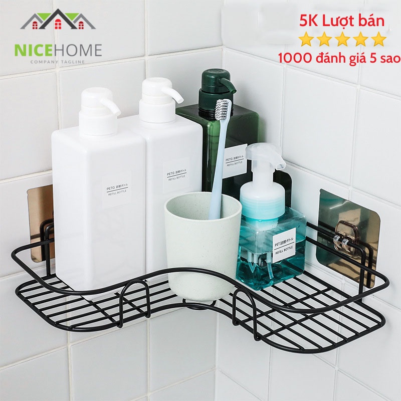 Kệ Đựng Đồ Nhà Tắm Dán Tường Siêu Dính, Kệ Để Đồ Gia Vị Nhà Bếp Thép Không Gỉ Cao Cấp Chịu lực 10kg
