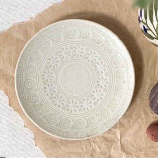 [Gốm Nhật] Đĩa tròn hoa cúc