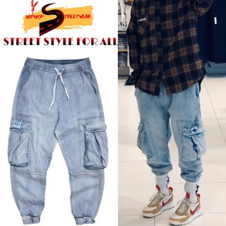 Quần Jogger Jeans Túi Hộp Bo Chun Phong Cách HIPHOP STREETWEAR Ulzzang STYLE Dễ Phối Đồ Đi Học
