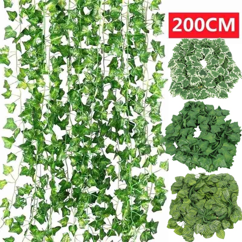 Set 12 Dây Lá Thường Xuân Nhân Tạo Dài 2m Dùng Trang Trí Nhà Cửa/Sân Vườn DIY